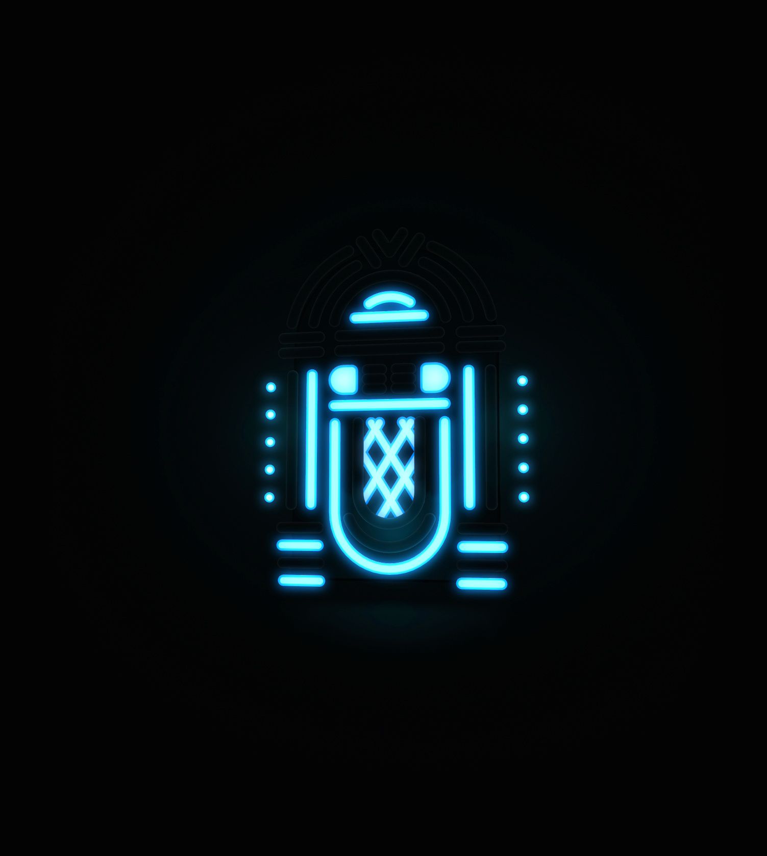Blue 3D Neon Jukebox