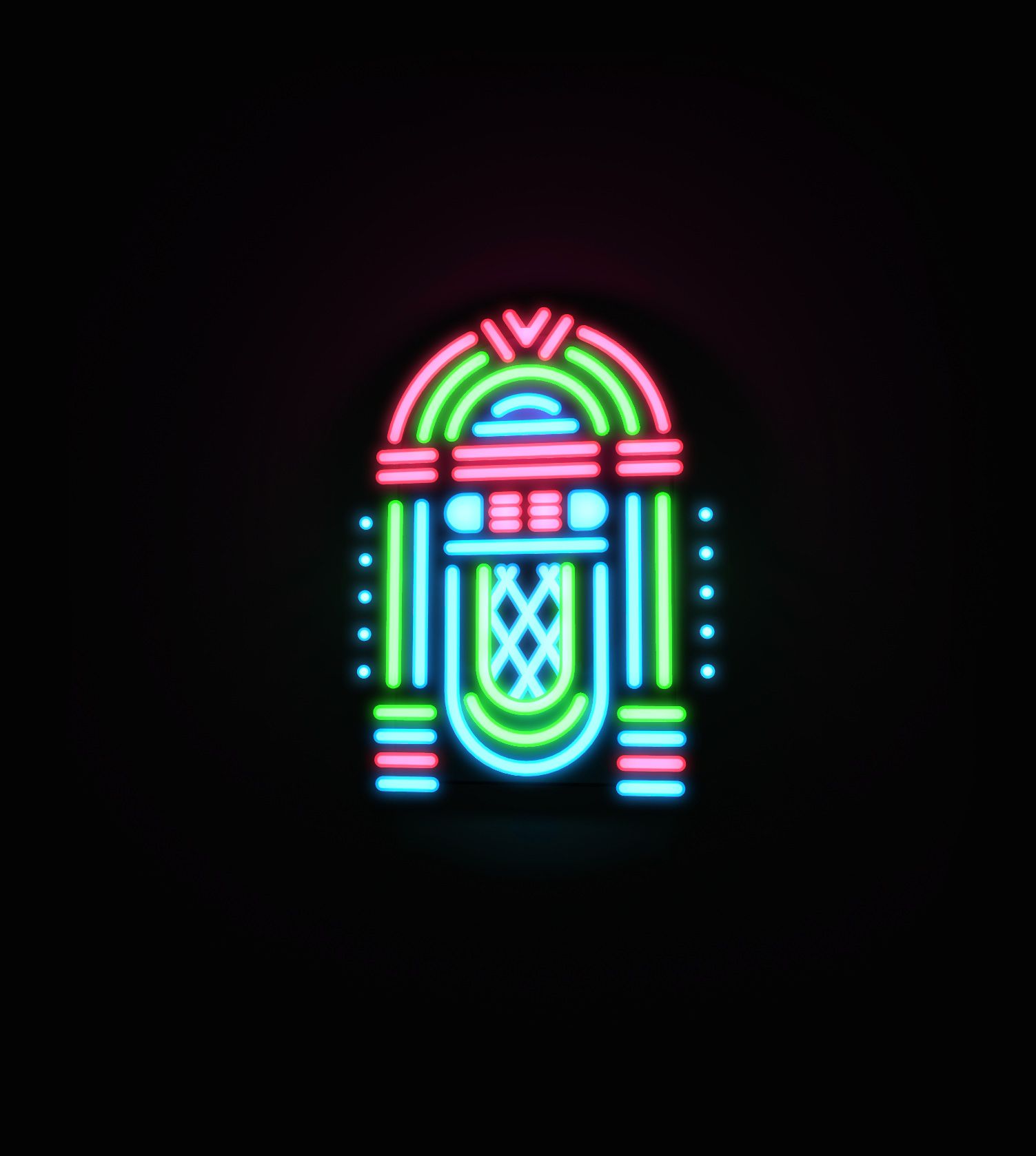 Colourful 3D Neon Jukebox
